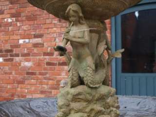   Verdigris Bronze Garden Water Fountain   Cherubs Mermaids Seahorse
