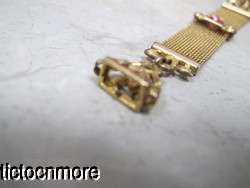   GOLD FILLED VICTORIAN WOVEN MESH POCKET WATCH CHAIN CHATELLAINE & FOB