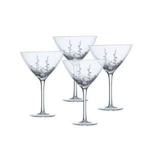   Cherry Blossom Crystal Martini Glasses, Set of 4: Kitchen & Dining