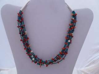 Navajo 7 Strand Multi Stone Turquoise Heishi Necklace  