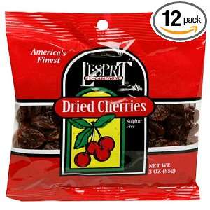 Esprit Dried Cherries, 3 Ounce Bags (Pack of 12)  