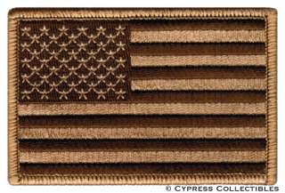 AMERICAN FLAG EMBROIDERED PATCH iron on US DESERT TAN  