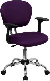Mid Back Office Desk Chair with Arms Purple Mesh Upholstery with 
