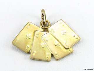 POKER CARDS PENDANT   10k Gold Aces 4 of a KIND CHARM  