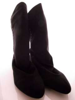 Black Faux Suede Heeled Boots UK 7 Eur 40 New  