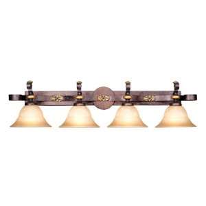 Colony Collection Wall Mounted Four Light Fixture In Rustic Metal 