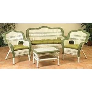   Ivory Sage Resin Wicker Outdoor Patio Set   Table, Loveseat and Chairs