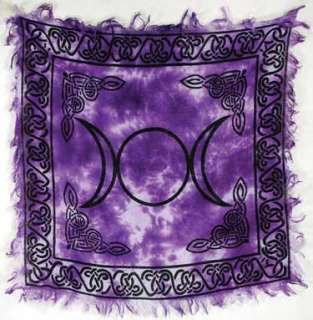 Violet Triple Moon Altar Cloth, 17x17, Fringed  