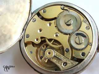 Antique Solid SILVER Cylinder Pocket Watch, Erika, 15 Rubis  