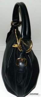 Prada Black Pebbled Leather Hobo Purse Bag w/Dustbag  