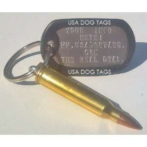    M 16 Bullet with Embossed Dog Tag Key Chain 