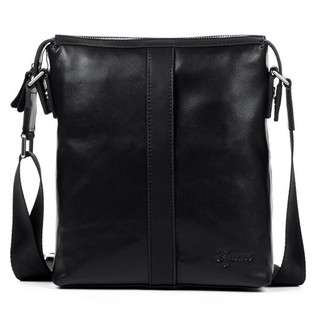   Mens Leisure Leather Shoulder Messenger Bag Color Black at 