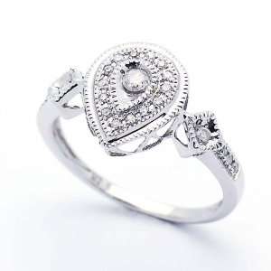   Wedding & Engagement Ring 0.18ct Diamond Pear Shaped Ring 12MM ( Size