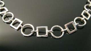925 Bracelet Circle Square Link Chain Sterling Silver 7.3mm W x 7.5L 