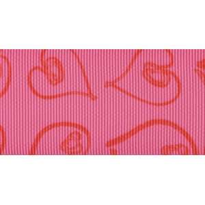   Heart Grosgrain Ribbon, 5 Yard, Shocking Pink/Red Arts, Crafts