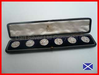 Edwardian Cased Set Of Silver Cherub Buttons HM 1902  