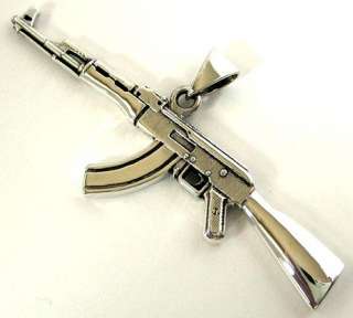 AK 47 AK47 RIFLE GUN SOLID STERLING 925 SILVER PENDANT  