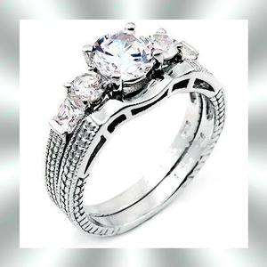   CZ Sterling Silver Wedding Ring Set Award Winning Ring Design Must See