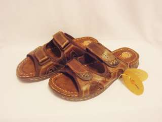 Earth Spirit Mens Youth Slide Sport Sandals Shoes Brown Leather Sz 14 
