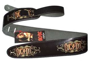 AC / DC  Scrollwork  2.5 Wide Leather Guitar Strap #1022  