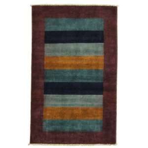 310 x 62 Blue Persian Hand Knotted Wool Gabbeh Rug 
