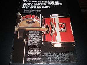 Premier Drums 2009 Super Power Snare 1985 Print Ad  