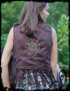 Embroidered Painted Horse Teepee Fringed Indian Vest  