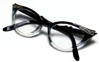 Womens Vintage Style Cat Eye Eyeglasses With Crystals Rhine Stones Cz 
