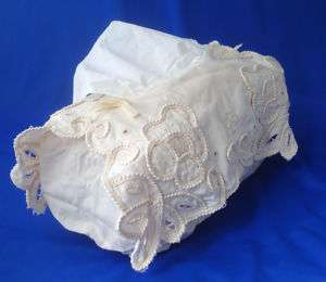 Cream embroidered standard tissue box cover 100% cotton  