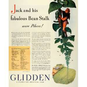 Ad Glidden Co Cleveland Jack & the Beanstalk Cartoons Oils Food Paints 