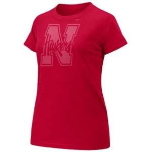 Nike Nebraska Cornhuskers Ladies Scarlet Large Logo T shirt  