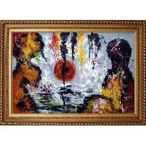   with Exquisite Dark Gold Wood Frame 30.5 x 42.5 inches