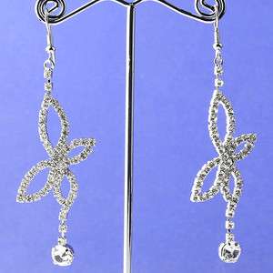 Clear Crystal @Butterfly* Dangle Fashion Hook Earrings  