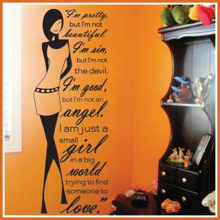 Vinyl Wall Decor Mural MARILYN MONROE Quote Decal * GIRL * LOVE 