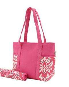 Damask Diaper Bag Canvas With Side Pockets Accen  