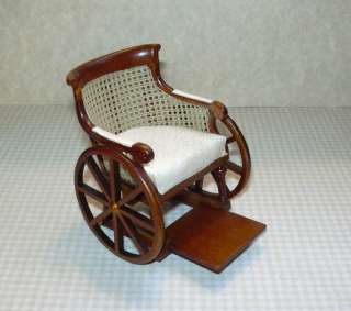 Miniature Victorian Wheelchair, Walnut, for DOLLHOUSE  