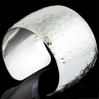 Wide Silver Plated Cuff Bracelet W/ Special Design New  