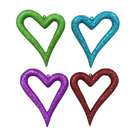 Kurt Adler Set of 4 Multi Colored Glitter Asymmetrical Heart Christmas 