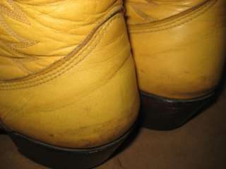   Vintage Light Yellow Leather Classic Cowboy Boots Men 7.5 D USA Simple