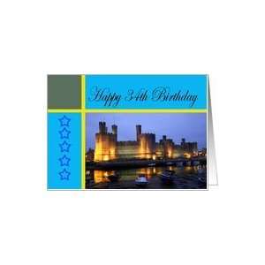  Happy 34th Birthday Caernarfon Castle Card Toys & Games