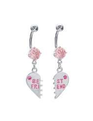 Pink CZ Best Friend Charm Pendant Belly Button Navel Ring