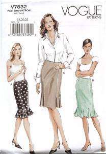 Vogue Pattern #7832 Misses Skirt Sizes 18 22  