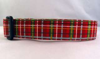 Awesome Red and Green Holiday Plaid Dog Collar  