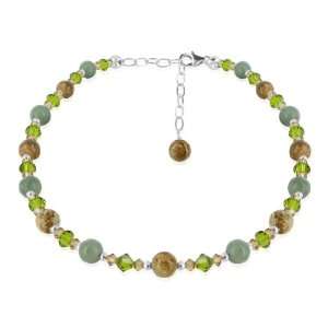  Sterling Silver Green Jasper and Brown and Olive Green 