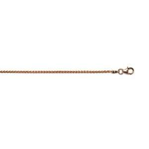  18k Rose Gold 1.7mm Solid Wheat Chain Necklace   24 Inch 
