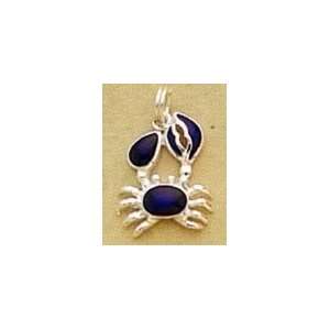   : Enameled Sterling Silver Charm, 3/4 inch, Purple Blue Crab: Jewelry