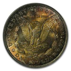  1921 Morgan Dollar MS 63 PCGS Fiery Gold Reverse Toning 