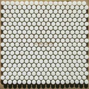 inch Penny Round Polished Greek Thassos White Marble Mosaic Tile 