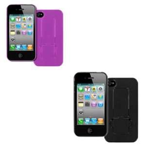 EMPIRE Apple iPhone 4 / 4S 2 Pack of Rubberized Kickstand Case Covers 