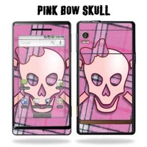   Sticker for Motorola Droid   Pink Bow Skull Cell Phones & Accessories